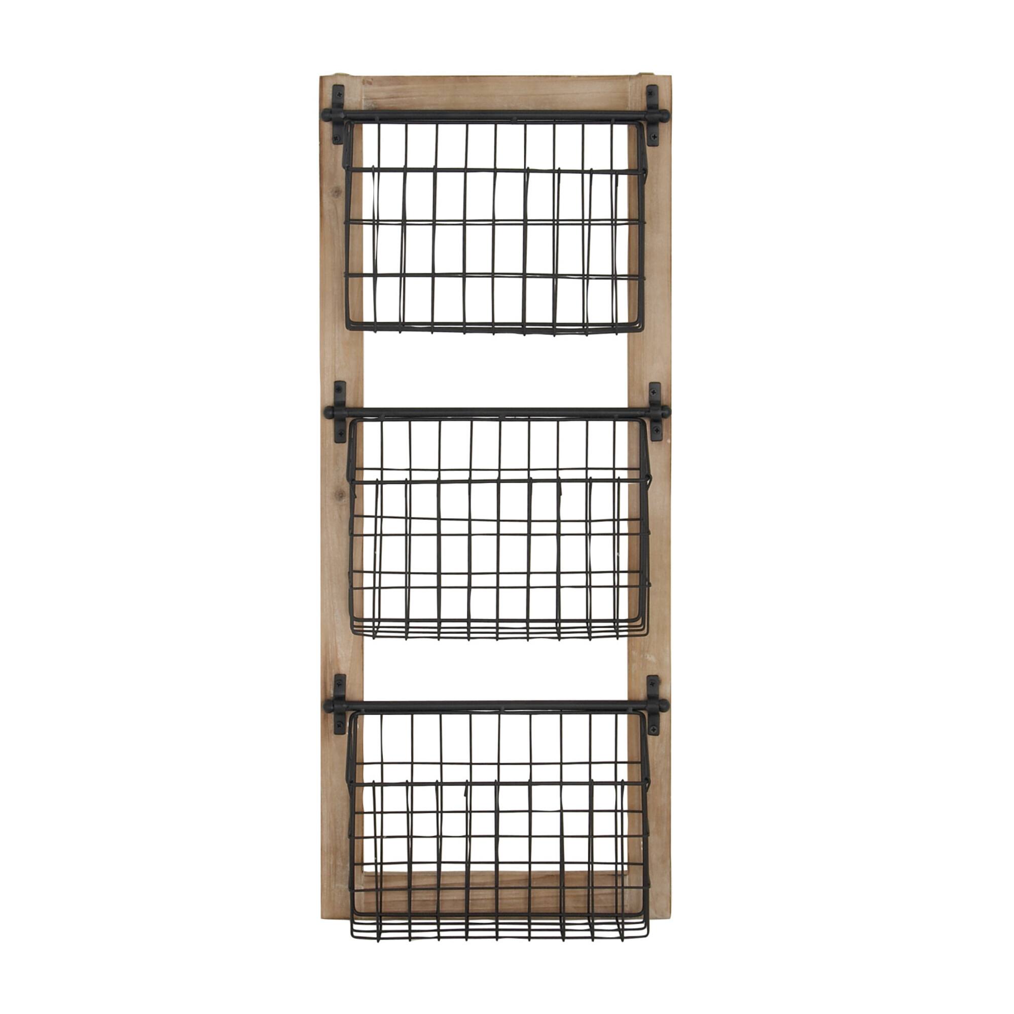 34" Black Metal Farmhouse Magazine Rack
